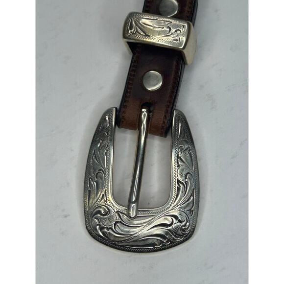 Nadim US women's western brown leather belt with metal diamond accents size 26 - Picture 4 of 14